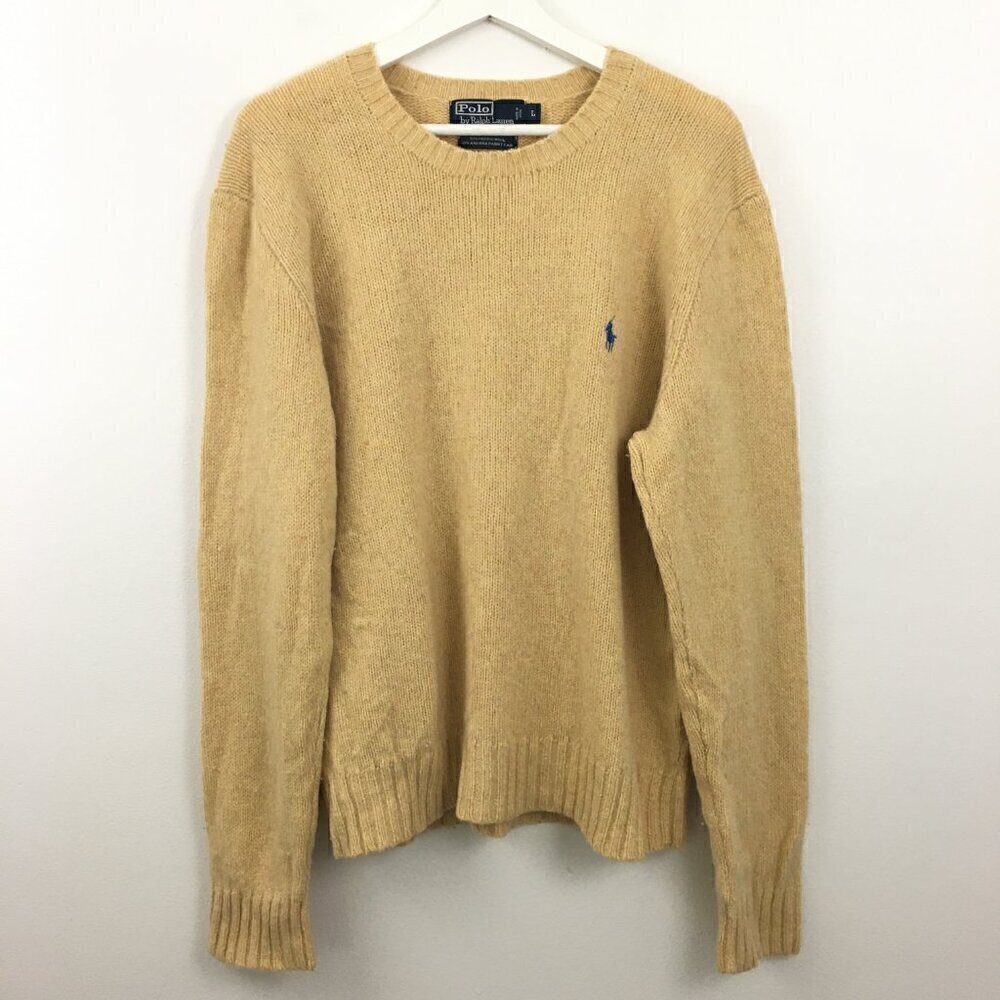 Polo By Ralph Lauren Men's Merino Wool Angora Rabbit Yellow Sweater Size L